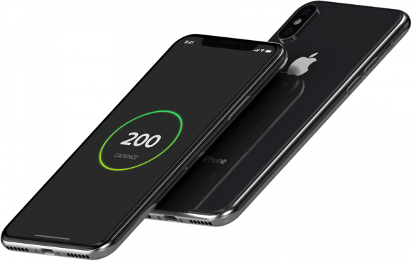 Cadence app showing real-time cycling rhythm feedback on iPhone, built for a Montreal gym