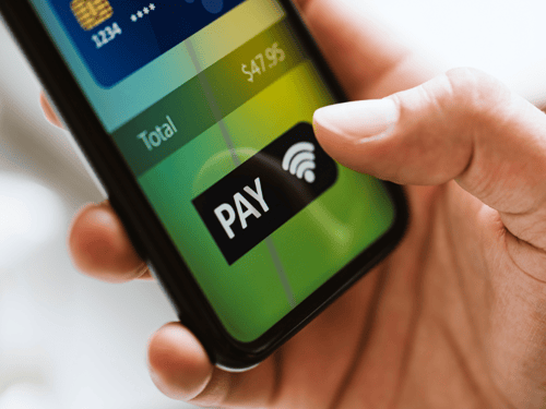 a mobile application with a black payment button