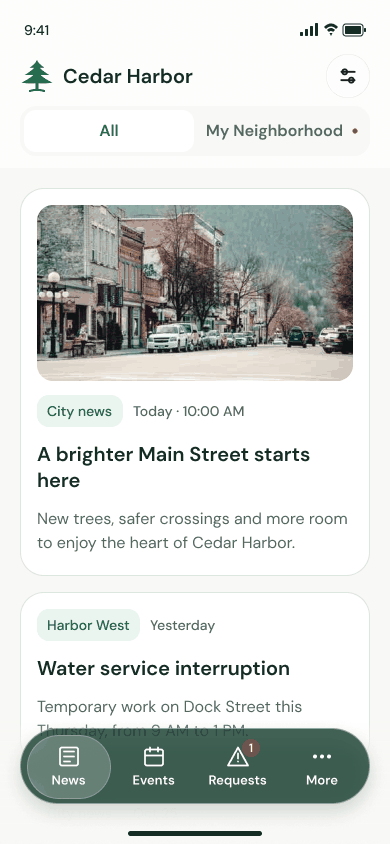 Citizen app screen