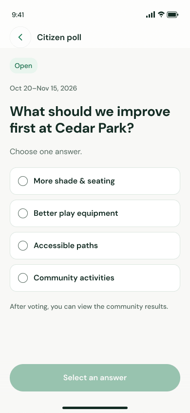 Citizen app screen