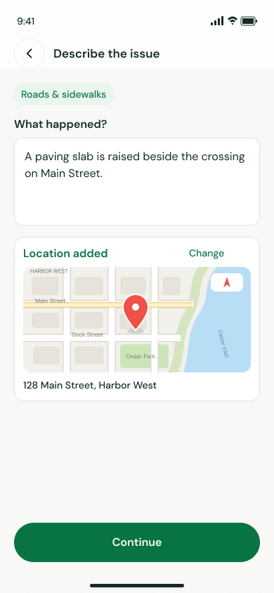 Citizen app screen