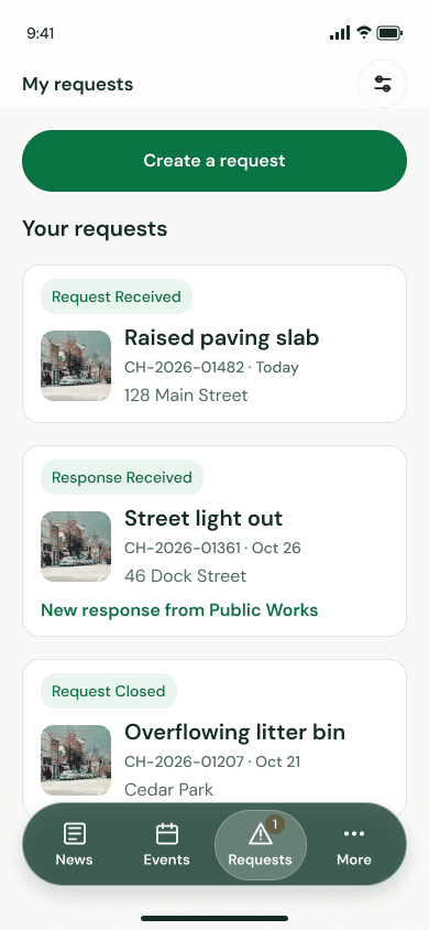 Citizen app screen